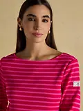 Thumbnail 3 of Joules Women's Harbour Boat Neck Long Sleeve Breton Stripe Top - Red/Pink