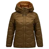 Thumbnail 1 of Peak Performance Women's Helium Down Hooded Jacket - Meadow Moss/Sierra Sand