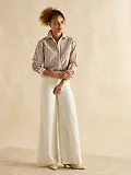 Thumbnail 4 of Joules Women's Amilla Longline Relaxed Fit Shirt - Tan/White