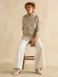 Thumbnail 5 of Joules Women's Amilla Longline Relaxed Fit Shirt - Tan/White