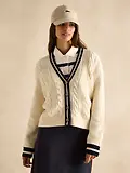 Thumbnail 3 of Joules Women's Centre Court Cable Knit Cardigan - Cream