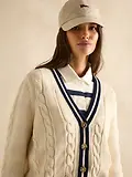 Thumbnail 5 of Joules Women's Centre Court Cable Knit Cardigan - Cream