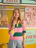 Thumbnail 2 of Joules Women's Cable Rugby Jumper - Pink / Green