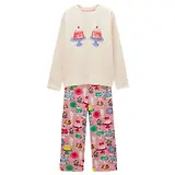 Thumbnail 1 of Joules Women's Lyla Long Sleeve Jersey Cotton Pyjama Set - Cream / Pink Puddings Print