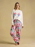 Thumbnail 2 of Joules Women's Lyla Long Sleeve Jersey Cotton Pyjama Set - Cream / Pink Puddings Print