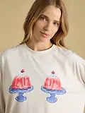 Thumbnail 6 of Joules Women's Lyla Long Sleeve Jersey Cotton Pyjama Set - Cream / Pink Puddings Print