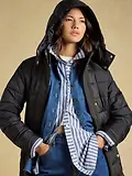 Thumbnail 4 of Joules Women's Windborough Showerproof Longline Padded Coat with Hood - Black