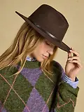Thumbnail 2 of Joules Women's Wool Fedora Hat - Chocolate Brown