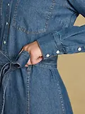 Thumbnail 6 of Joules Women's Tie Waist Shirt Dress - Denim Blue