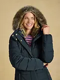 Thumbnail 6 of Joules Women's Aspen Showerproof Padded Coat with Faux Fur Hood - Navy