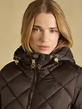 Thumbnail 3 of Joules Womens Chessington Showerproof Longline Diamond Quilted Coat with Hood - Chocolate Brown