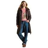 Thumbnail 1 of Joules Womens Chessington Showerproof Longline Diamond Quilted Coat with Hood - Chocolate Brown