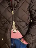 Thumbnail 4 of Joules Womens Chessington Showerproof Longline Diamond Quilted Coat with Hood - Chocolate Brown
