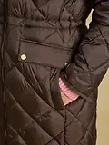 Thumbnail 8 of Joules Womens Chessington Showerproof Longline Diamond Quilted Coat with Hood - Chocolate Brown