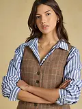 Thumbnail 6 of Joules Women's Foxley Check Wool Rich Check Tweed Waistcoat - Erica Tweed
