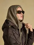 Thumbnail 3 of Joules Women's Knitted Drawstring Hood - Mocha Brown