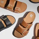 Thumbnail 5 of FitFlop Women's GEN-FF Buckle Two-Bar Leather Slides - Black