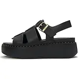 Thumbnail 7 of FitFlop Women's GEN-FF Max Tumbled-Leather Fisherman Sandals - All Black