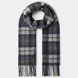 Thumbnail 1 of Hackett Men's Cashmere-Wool Logo Plaid Scarf - Granite Grey Tartan