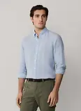 Thumbnail 2 of Hackett Men's Tailored Fit Garment Dyed Linen Shirt with Button Down Collar - Oxford Blue