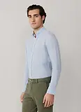Thumbnail 5 of Hackett Men's Tailored Fit Garment Dyed Linen Shirt with Button Down Collar - Oxford Blue