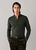 Thumbnail 5 of Hackett Men's Tailored Fit Melange Jersey Shirt - Hunter Green