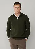 Thumbnail 2 of Hackett Men's Lambswool Half Zip Sweater - Hunter Green