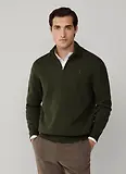 Thumbnail 3 of Hackett Men's Lambswool Half Zip Sweater - Hunter Green
