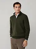 Thumbnail 5 of Hackett Men's Lambswool Half Zip Sweater - Hunter Green