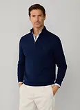Thumbnail 3 of Hackett Men's Cotton Quarter Zip Jumper - Navy
