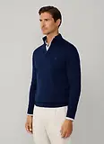 Thumbnail 5 of Hackett Men's Cotton Quarter Zip Jumper - Navy