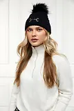 Thumbnail 4 of Holland Cooper Horsebit Beanie Bobble Hat - Black