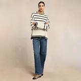 Thumbnail 5 of Holland Cooper Women's Antonia Crew Neck Knit - Navy Blue / Natural Stripe