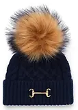 Thumbnail 1 of Holland Cooper Horsebit Beanie Bobble Hat - Ink Navy