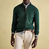 Thumbnail 2 of Joules Men's Hillside Quarter Zip Knit Jumper - Dark Green
