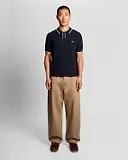Thumbnail 3 of Lyle & Scott Men's Tipped Pique Knitted Polo Shirt - Dark Navy