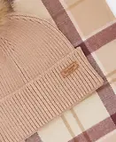 Thumbnail 7 of Barbour Women's Dover Pom Beanie & Hailes Scarf Gift Set - Muted Cabernet