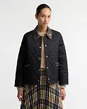 Thumbnail 2 of Barbour Women's Icons Tartan Collar Cropped Liddesdale Quilted Jacket - Black / Classic