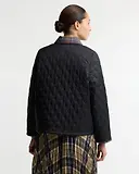 Thumbnail 4 of Barbour Women's Icons Tartan Collar Cropped Liddesdale Quilted Jacket - Black / Classic