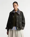 Thumbnail 2 of Barbour Women's Icons Tartan Collar Spey Waxed Jacket - Olive / Classic