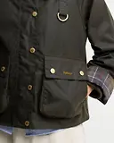 Thumbnail 7 of Barbour Women's Icons Tartan Collar Spey Waxed Jacket - Olive / Classic