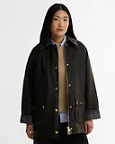 Thumbnail 2 of Barbour Women's Icons Tartan Collar Modern Beadnell Waxed Jacket - Olive / Classic