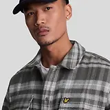 Thumbnail 5 of Lyle & Scott Men's Brushed Tartan Overshirt - Warm Grey