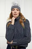 Thumbnail 3 of Holland Cooper Beatrice Beanie Bobble Hat -  Grey Marl Cream