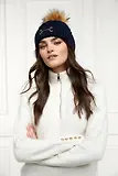 Thumbnail 3 of Holland Cooper Horsebit Beanie Bobble Hat - Ink Navy