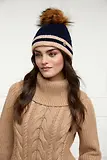 Thumbnail 3 of Holland Cooper Zoe Beanie Bobble Hat - Ink Navy Stripe