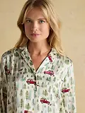Thumbnail 4 of Joules Women's Bonnie Satin Pyjama Set - Cream/Land Rover