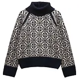 Thumbnail 1 of Joules Women's Addison Patterned Knitted Jumper with Detachable Roll Neck - Cream/Navy
