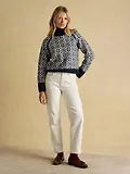 Thumbnail 4 of Joules Women's Addison Patterned Knitted Jumper with Detachable Roll Neck - Cream/Navy