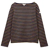 Thumbnail 1 of Joules Women's Harbour Boat Neck Long Sleeve Breton Stripe Top - Navy & Tan